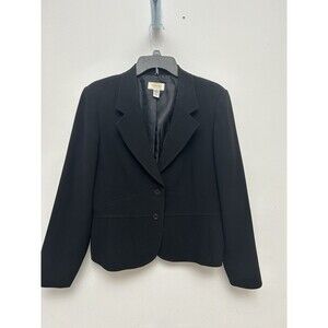 Vintage Talbots Jacket Women's Petite 16P, Black, Lined, Polyester, 2 Buttons